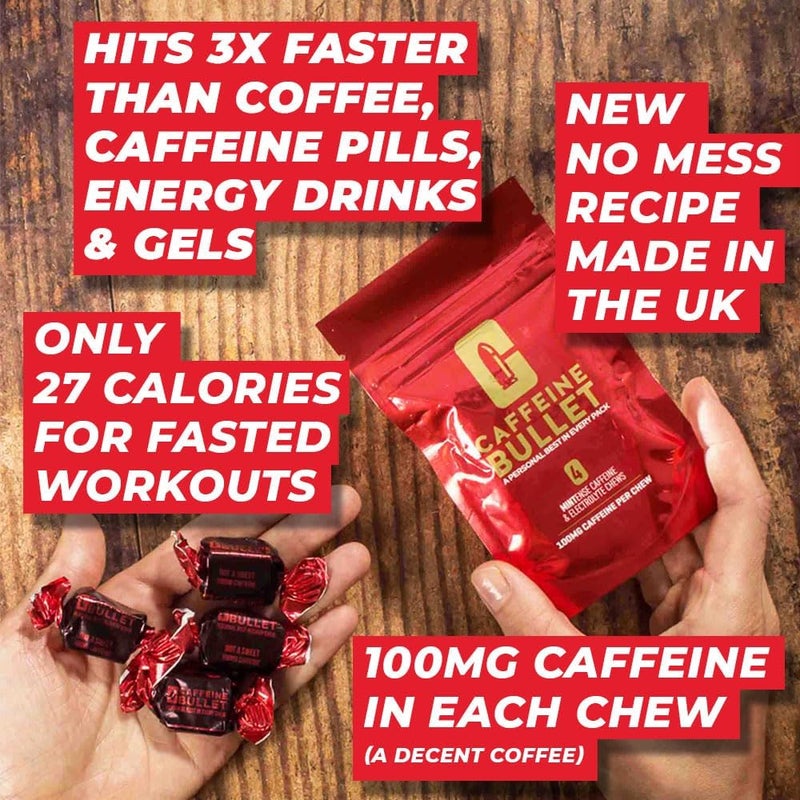 Caffeine Bullet جيل الطاقة كافيين بولت ترقية نعناع مضغ 16 أسرع دفعة من الأقراص والعلكة 100 ملغ لكل حصة علم الرياضة للجري وركوب الدراجات والألعاب قبل التمرين لتحمل الطاقة - Image 5