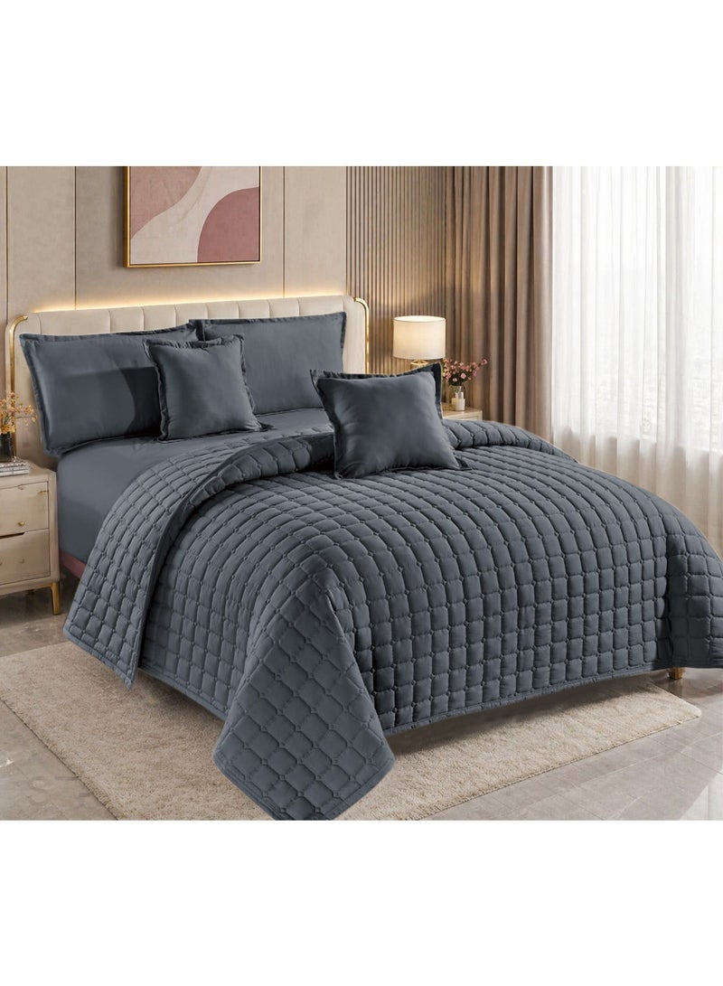 مون مفرش سرير نفرين صيفي مضغوط | 6 قطع | لحاف مبطن فاخر 230×250 سم | شرشف مغاط 200×200+35 سم - Image 3