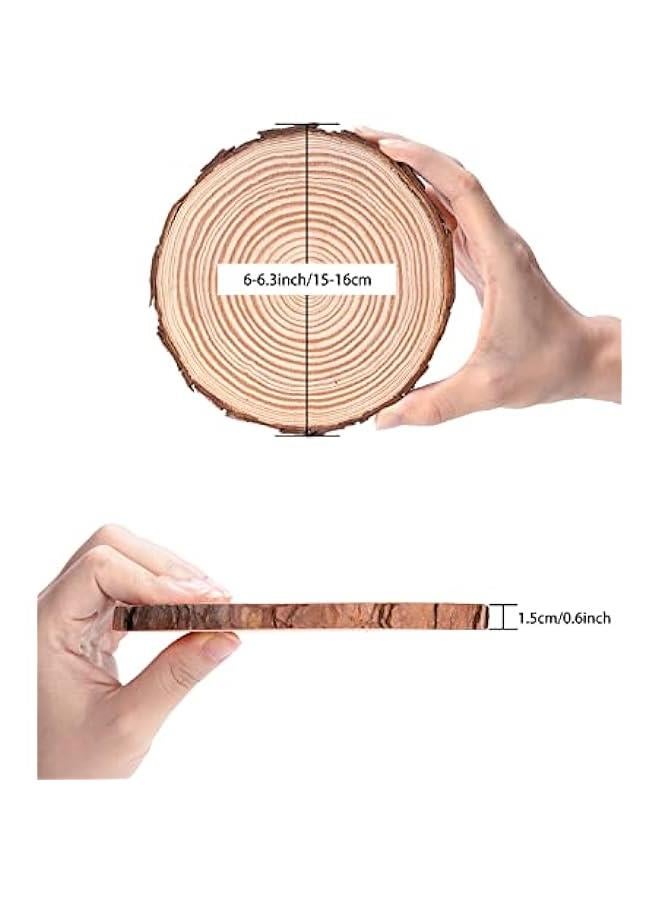 Arabest 8Pcs 6-6.3 Inch Wood Slices, Unfinished Natural Craft Wooden Circles Tree Slice for DIY Arts and Craft Natural Wedding Holidays Ornaments - Image 3