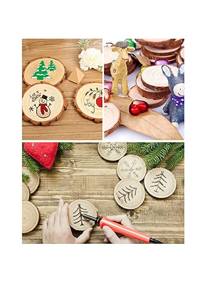 Arabest 8Pcs 6-6.3 Inch Wood Slices, Unfinished Natural Craft Wooden Circles Tree Slice for DIY Arts and Craft Natural Wedding Holidays Ornaments - Image 4
