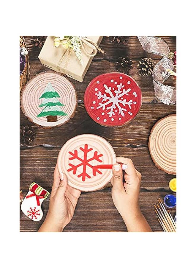 Arabest 8Pcs 6-6.3 Inch Wood Slices, Unfinished Natural Craft Wooden Circles Tree Slice for DIY Arts and Craft Natural Wedding Holidays Ornaments - Image 5