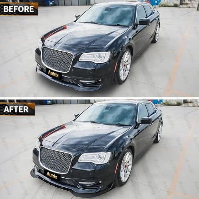 Autrix Front Bumper Lip Splitter for 20152023 Chrysler 300C 300S with SRT Style Bumpers, Front Splitter SRT Style 3PCS Chin Spoiler Sport Appearance Kit Matte Black - Image 2