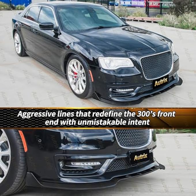 Autrix Front Bumper Lip Splitter for 20152023 Chrysler 300C 300S with SRT Style Bumpers, Front Splitter SRT Style 3PCS Chin Spoiler Sport Appearance Kit Matte Black - Image 5