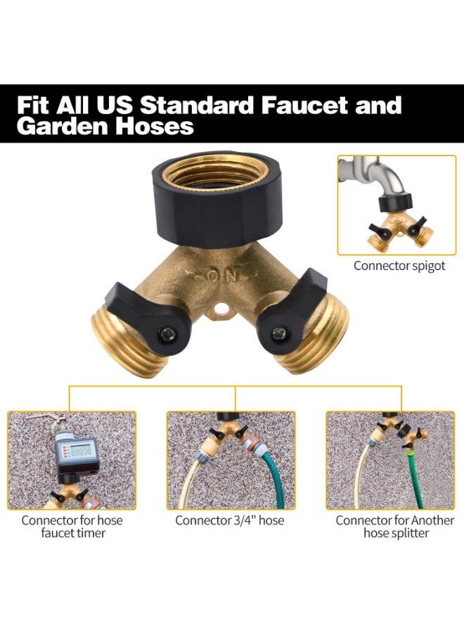 jaexest 1/2/4 Pack Hose Splitter, 2 Way Heavy Duty Brass Garden Hose Splitter, for 3/4" Hose Connector, Brass Garden Hose Manifold with Rubber Washers & Tapes(1 pack 2 way) - Image 2