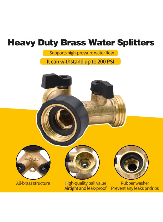 jaexest 1/2/4 Pack Hose Splitter, 2 Way Heavy Duty Brass Garden Hose Splitter, for 3/4" Hose Connector, Brass Garden Hose Manifold with Rubber Washers & Tapes(1 pack 2 way) - Image 5