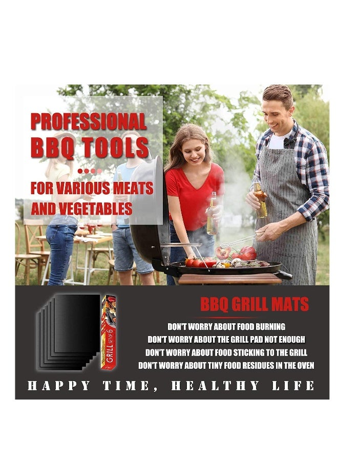 5 قطع حصائر شواية غير لاصقة، أوراق خبز محمولة للنزهات الخارجية والشواء، 40x33 سم (أسود) - Image 2