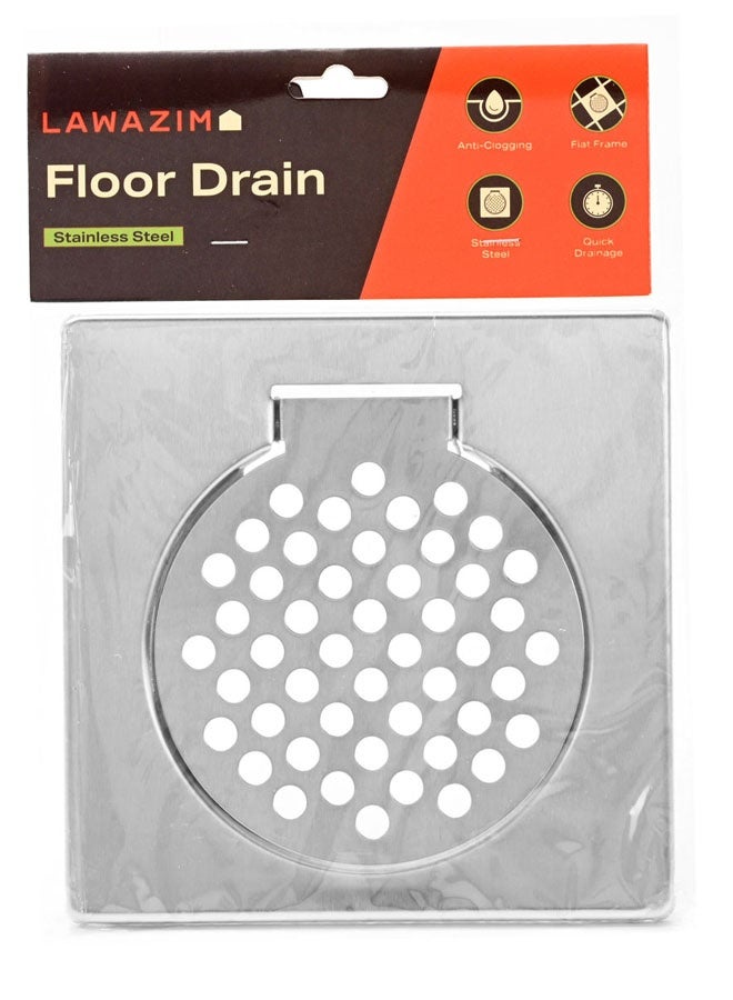 LAWAZIM Stainless Steel Floor Drain - Square Anti-Odor Fast Draining Shower Hair Strainer, Hinged Flat Frame Drain Cover - Ideal for Bathroom, Kitchen, Patio, Balcony, Garage, and Basement Use - Image 5