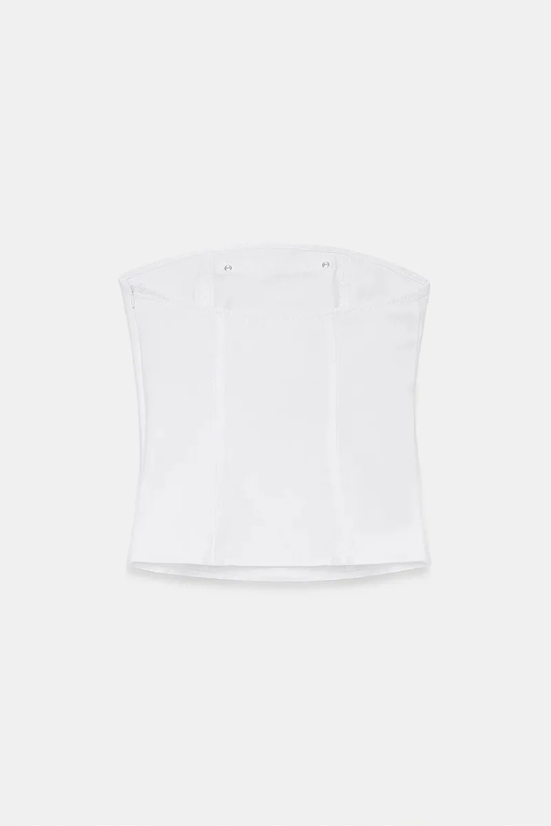 Dilvin White DILVIN Strapless Cotton Poplin Corset Blouse for Women | Best Price UAE