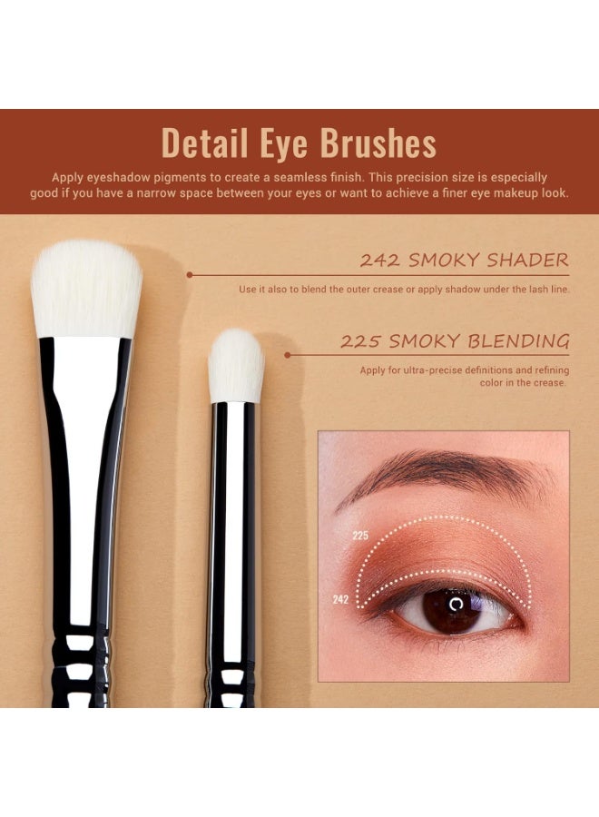 Jessup Brushes Eyeshadow Brush Set 7Pcs Eye Shadow Professional Makeup Brushes Set Premium Make Up Smoky Blending Shader Precision Crease Definer Black Silver T334 - Image 3