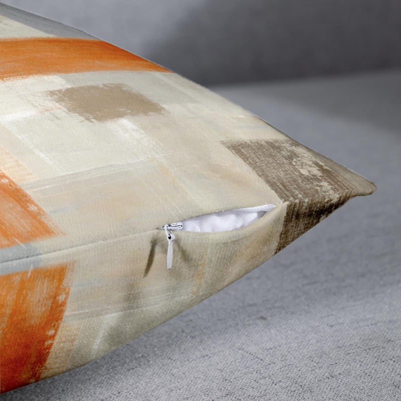Emvency Set of 2 Orange Beige and Grey Throw Pillow Covers Modern Abstract Painting Decorative Pillow Cases Home Decor Standard Square 18x18 Inches Pillowcases - Image 3