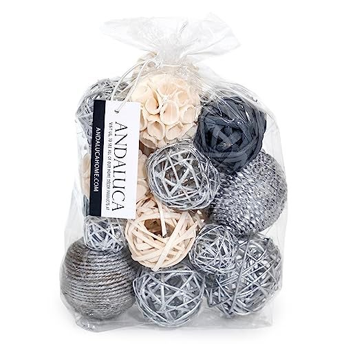 ANDALUCA Decorative Balls Bag Bowl Filler Home Decor (Silver) - Image 1