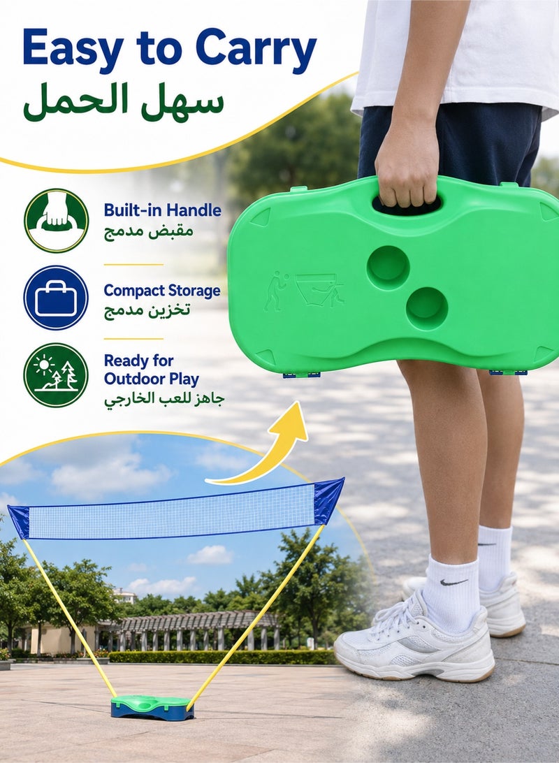 Sandinrayli Portable Badminton Net Set with 2 Rackets & 2 Shuttlecocks, 300cm Wide Adjustable Height 155cm for Backyard Beach Park, Complete Badminton Training Equipment for Family Outdoor Sports, Easy Carry Storage Bag Included - Image 3