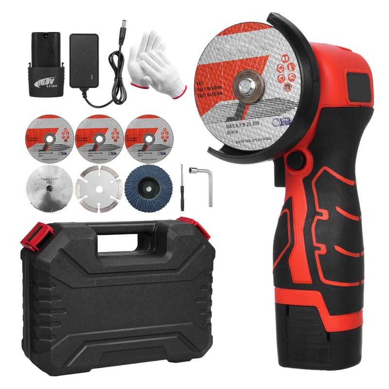 Cordless Angle Grinder: 16.8V 2000mAh Battery, 7000Rpm High Speed - Thickened Protection Cover, Ergonomic Anti-Slip Handle for Indoor Outdoor Decoration, Property & Equipment Maintenance - Image 1
