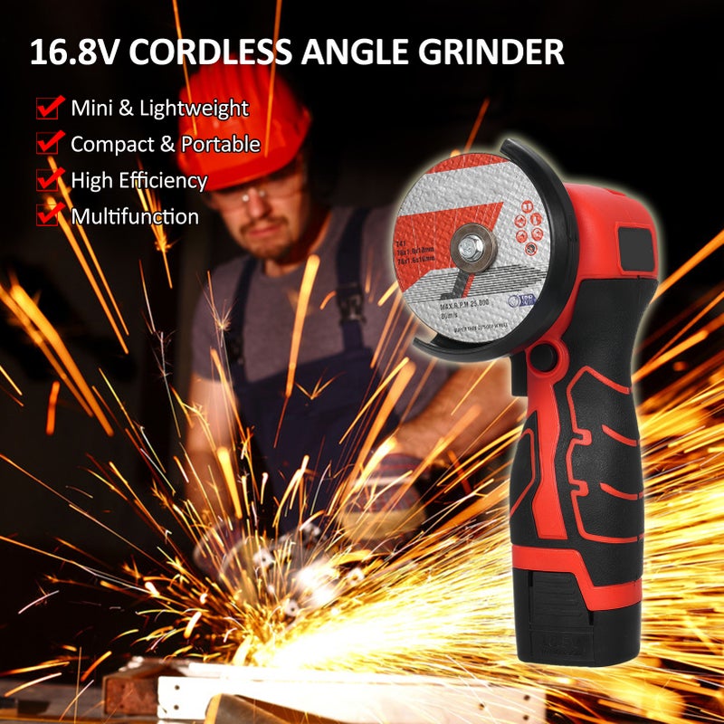 Cordless Angle Grinder: 16.8V 2000mAh Battery, 7000Rpm High Speed - Thickened Protection Cover, Ergonomic Anti-Slip Handle for Indoor Outdoor Decoration, Property & Equipment Maintenance - Image 4