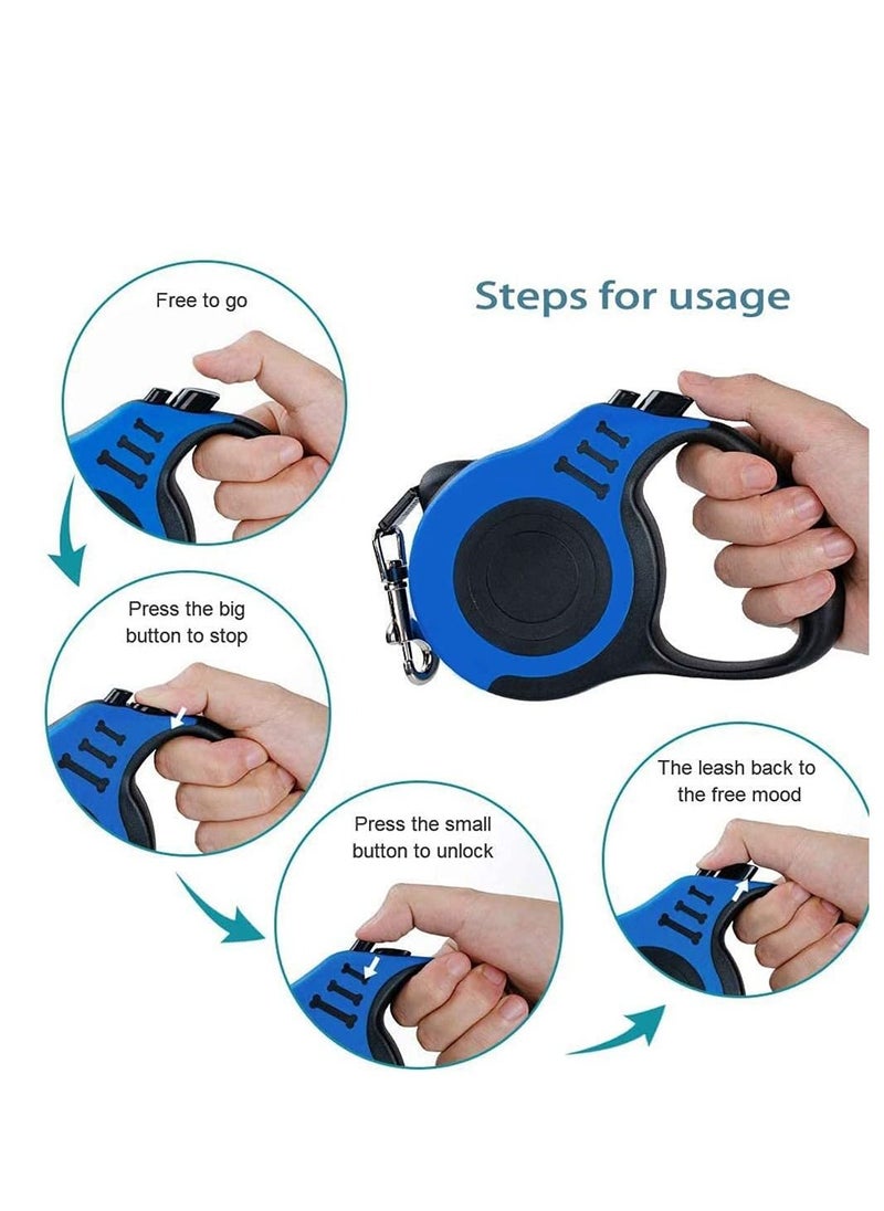 Generic - Retractable Dog Leash, Pet Walking Leash With Anti-slip Handle, Strong Nylon Tape, Tangle-free,One-handed One Button Lock & Release, Suitable For Small/Medium Dog Or Cat (16 ft) - Image 1