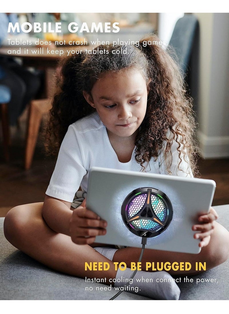 إلترازون Magnetic iPad Tablet Cooler with Temperature Display | Compatible with iPad, Surface Pro, Samsung Galaxy Tab  Steam Deck | Universal Radiator Fan for Gaming  Streaming | Portable USB-Powered Heat Dissipation Pad with RGB Lights for Tablets  Phones - Image 3