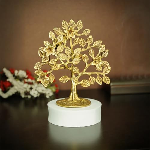 Ekhasa 100% Pure Brass Kalpavriksha Tree (6 Inch, 400 g) for Home Decor Living Room Puja | Big kalpvriksh Showpiece for Fengshui Vasthu | Antique Tree of Life Good Luck Gift for Marriage House Opening - Image 2