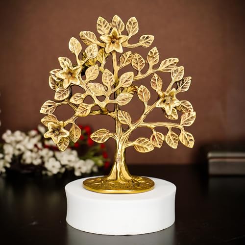 Ekhasa 100% Pure Brass Kalpavriksha Tree (6 Inch, 400 g) for Home Decor Living Room Puja | Big kalpvriksh Showpiece for Fengshui Vasthu | Antique Tree of Life Good Luck Gift for Marriage House Opening - Image 1