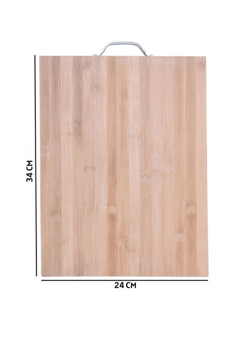 Yuwell - Bamboo Cutting Boards For Kitchen Wooden Cutting Board For Chopping Meat, Vegetables, Fruits, Cheese, Knife Friendly Serving Tray With Handles 34X24CM - Image 1
