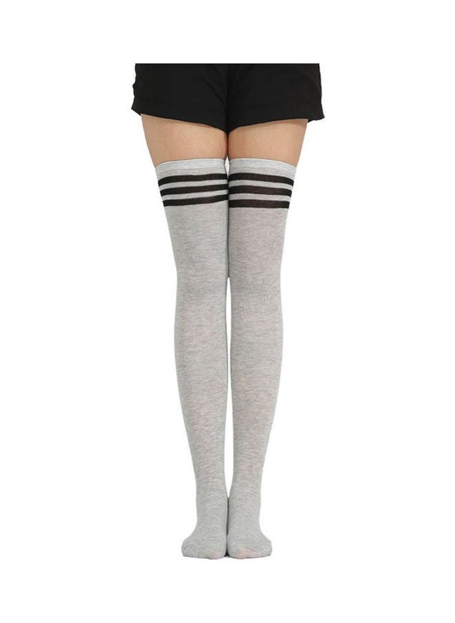 NIBEMINENT Pair Of 3 Pairs Striped Thigh High Tights Multicolour  - Image 3
