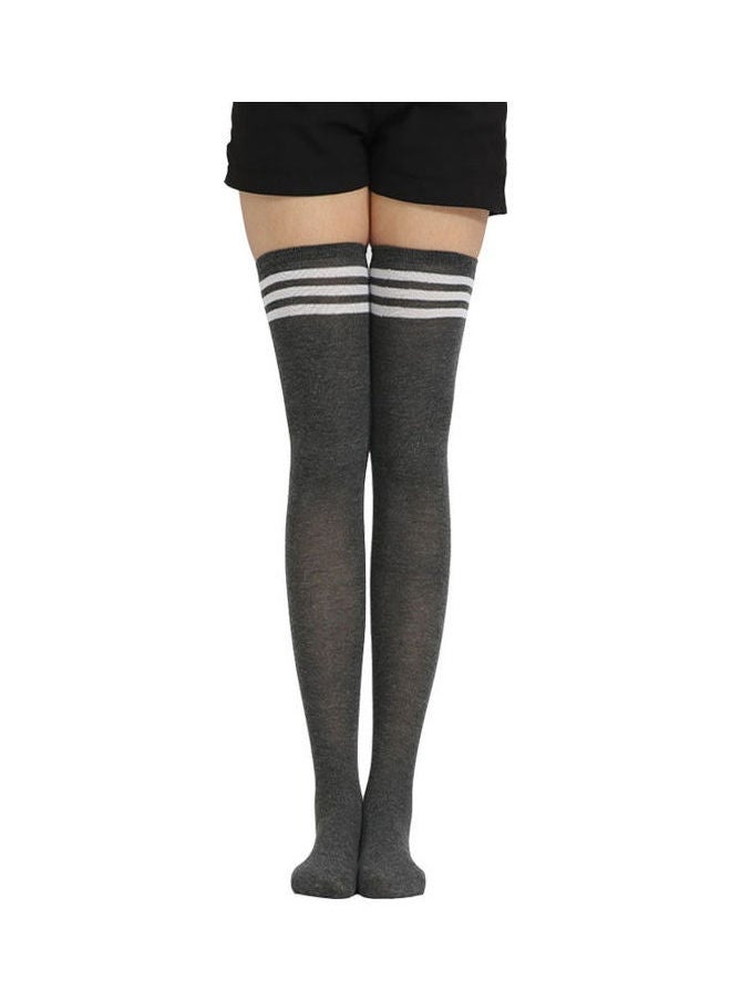 NIBEMINENT Pair Of 3 Pairs Striped Thigh High Tights Multicolour  - Image 2