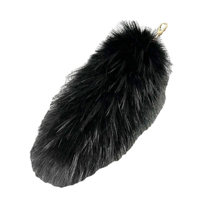 Long Black Faux Fur Keychain Animal Tail Bag Charm Soft Pendant Car Decoration - Image 2