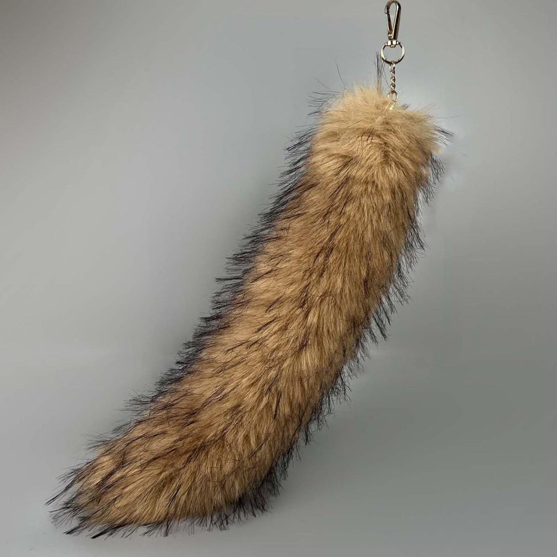 Long Black Faux Fur Keychain Animal Tail Bag Charm Soft Pendant Car Decoration - Image 5