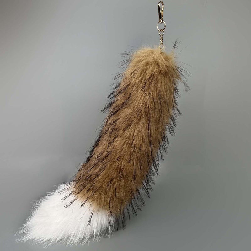 Long Black Faux Fur Keychain Animal Tail Bag Charm Soft Pendant Car Decoration - Image 4