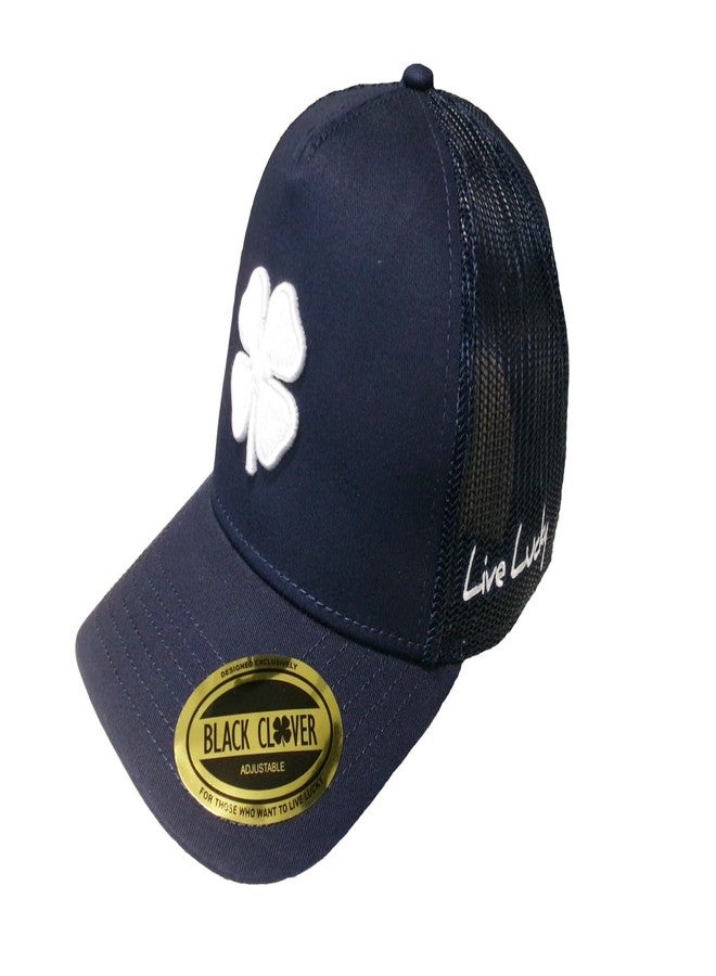 Black Clover, Unisex, Hardy 1 Adjustable Hat, Navy Blue Hat/3D White Clover, One Size - Image 1