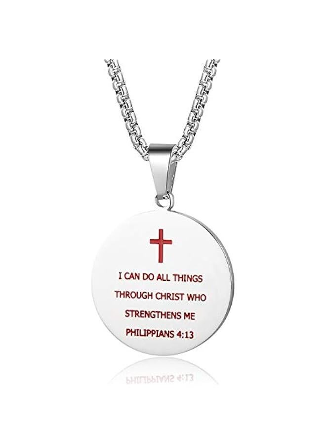 Arabest Baseball Athletes Jersey Number 0-99 Cross Pendant Necklace for Boys Girls Women Men 24 Inch (22+2 Adjustable) Stainless Steel Chain Philippians 4:13 on Back I CAN DO All Things - Image 2