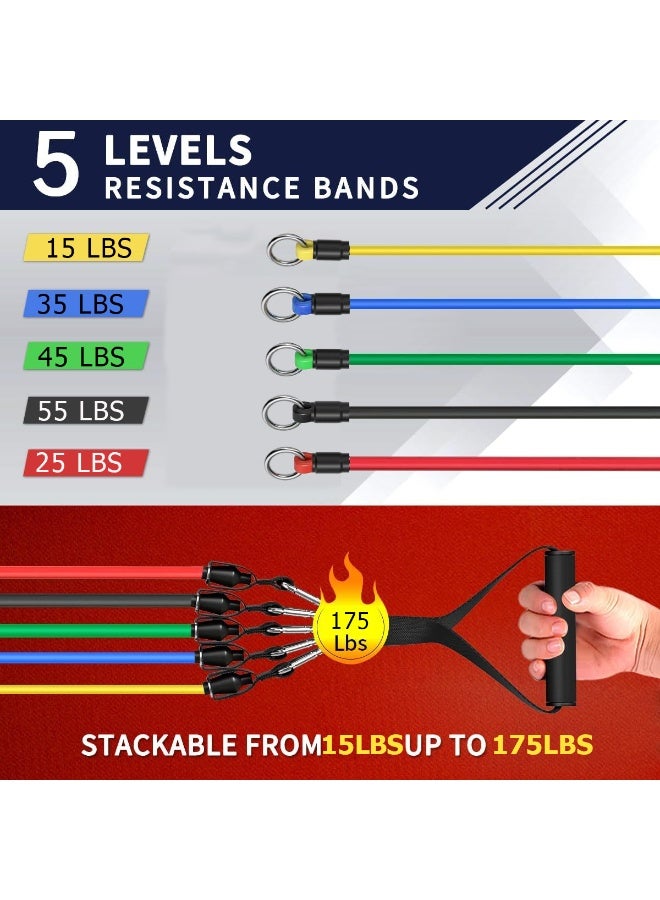 Sunspire 11-Piece Resistance Band Set Exercise Bands Fitness Training Resistance Bands Handle-Equipped Resistance Bands Unisex Fitness Equipment Strength Training Home Gym Equipment - Image 3