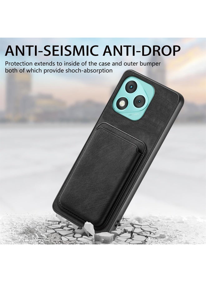 HuHa Case Cover For Honor 400 Lite Global Retro Leather Card Bag Magnetic Phone Case(Black) - Image 4