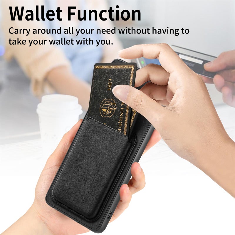 HuHa Case Cover For Honor 400 Lite Global Retro Leather Card Bag Magnetic Phone Case(Black) - Image 5