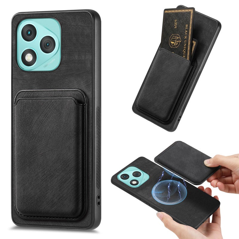 HuHa Case Cover For Honor 400 Lite Global Retro Leather Card Bag Magnetic Phone Case(Black) - Image 1