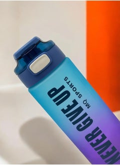 QSHOP QSHOP®Naver Give Up Motivational Sports Water Bottle Leakproof Portable Drinking Bottle Fashion Durable Gym Fitness Sports Bottle with Straw and Strap, BPA Free (1000ml)  - Image 3