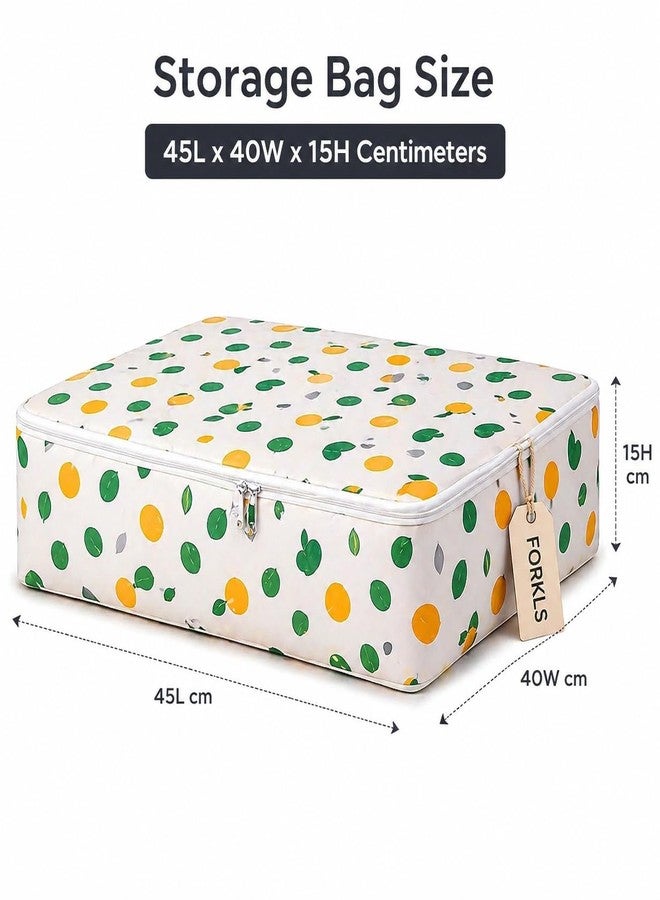 FORKLS Under-Bed Storage Bags | Large Foldable Organizers for Quilts & Blankets & Bedding | Dustproof Fabric with Zipper Closure | Space-Saving Solution for Wardrobes (Color Print May Vary)-Set of 2 - Image 2