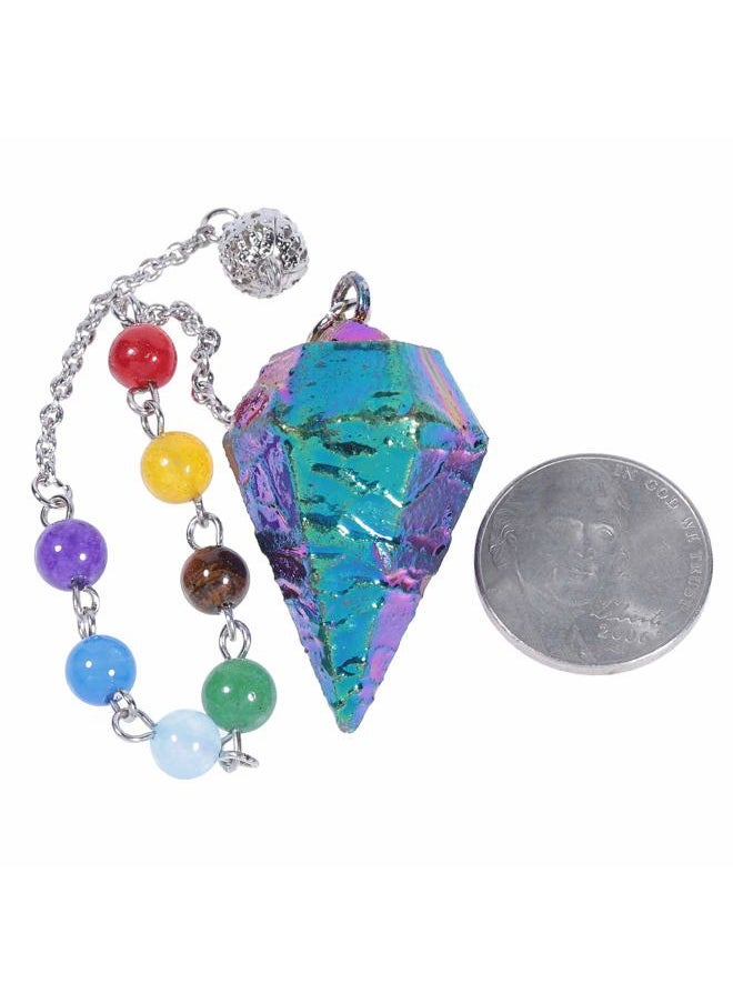TUMBEELLUWA Healing Crystal Quartz 7 Chakra Pendulum Dowsing Gemstone Divination Reiki Stone,Rainbow  - Image 3