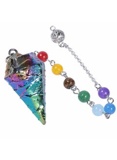 TUMBEELLUWA Healing Crystal Quartz 7 Chakra Pendulum Dowsing Gemstone Divination Reiki Stone,Rainbow  - Image 2