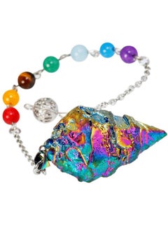 TUMBEELLUWA Healing Crystal Quartz 7 Chakra Pendulum Dowsing Gemstone Divination Reiki Stone,Rainbow  - Image 1