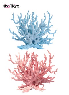 Aquarium Landscaping Fish Tank Artificial Coral Plant Pink Blue