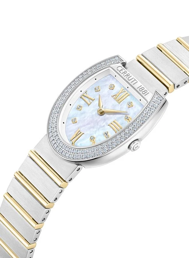 شيروتي 1881 Lerici Analog White Mop Watch For Women Sapphire Coated Curve Glass And Stainless Steel Bracelet 30mm Water Resistant 5 ATM - CIWLG0038302