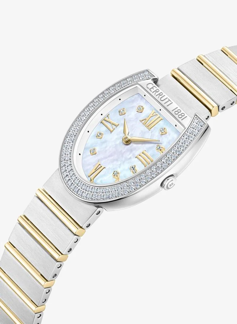 CERRUTI 1881  Lerici Analog White Mop Watch For Women Sapphire Coated Curve Glass And Stainless Steel Bracelet 30mm Water Resistant 5 ATM - CIWLG0038302 for Women | Best Price UAE
