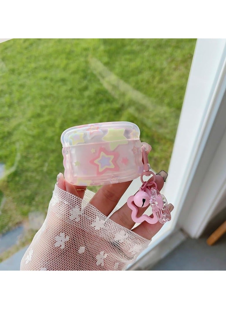 عام متوافق مع AirPods Pro، حقيبة شفافة ناعمة من TPU مقاومة للصدمات بتصميم إطار أمواج لطيف ونمط نجوم مع سلسلة مفاتيح Belstar. مثالية للفتيات والنساء. - Image 4