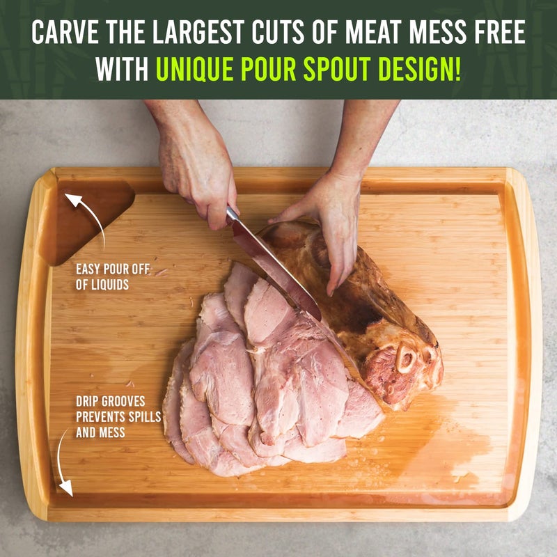 GREENER CHEF 36 x 24 Inch Extra Large Bamboo Cutting Board with Lifetime Replacements â€“ 4XL Butcher Block, Oversized Carving & Charcuterie Board, Stovetop Cover for Kitchen Counter Space - Image 4