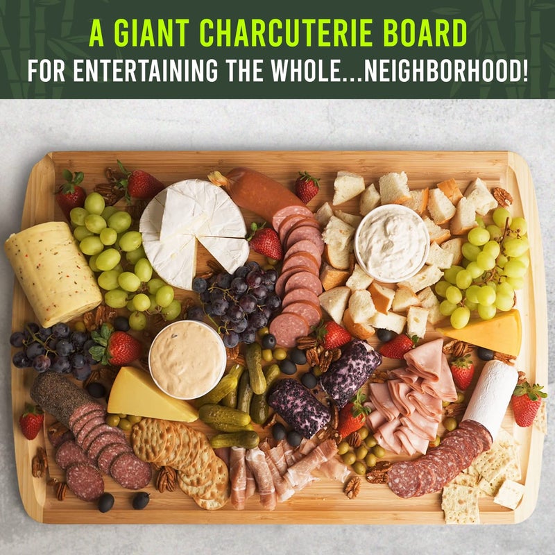GREENER CHEF 36 x 24 Inch Extra Large Bamboo Cutting Board with Lifetime Replacements â€“ 4XL Butcher Block, Oversized Carving & Charcuterie Board, Stovetop Cover for Kitchen Counter Space - Image 5