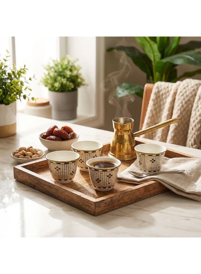 DANUBE HOME Brewelle Arabic Coffee Cup Set 12Pc 80ml Bone China Cawa Cups - Image 5