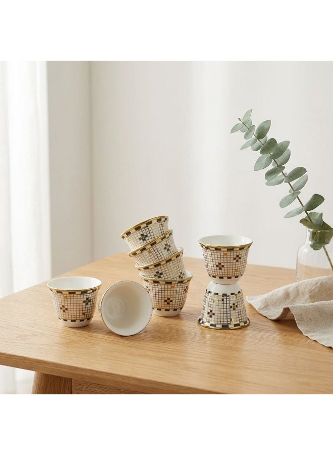 DANUBE HOME Brewelle Arabic Coffee Cup Set 12Pc 80ml Bone China Cawa Cups - Image 1