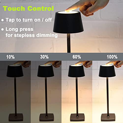 Xergy Portable Metal Desk Lamp - 3 Color Touch Control, USB Rechargeable, 3-Level Brightness, Room Decor, Bedside Light, Night Light, Dining Room (Gold) - LED - Image 5