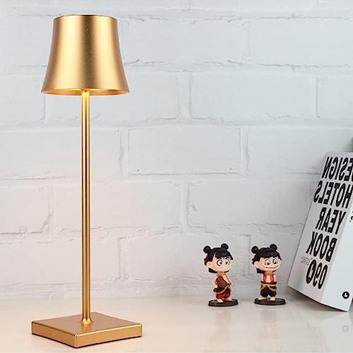 Xergy Portable Metal Desk Lamp - 3 Color Touch Control, USB Rechargeable, 3-Level Brightness, Room Decor, Bedside Light, Night Light, Dining Room (Gold) - LED - Image 1