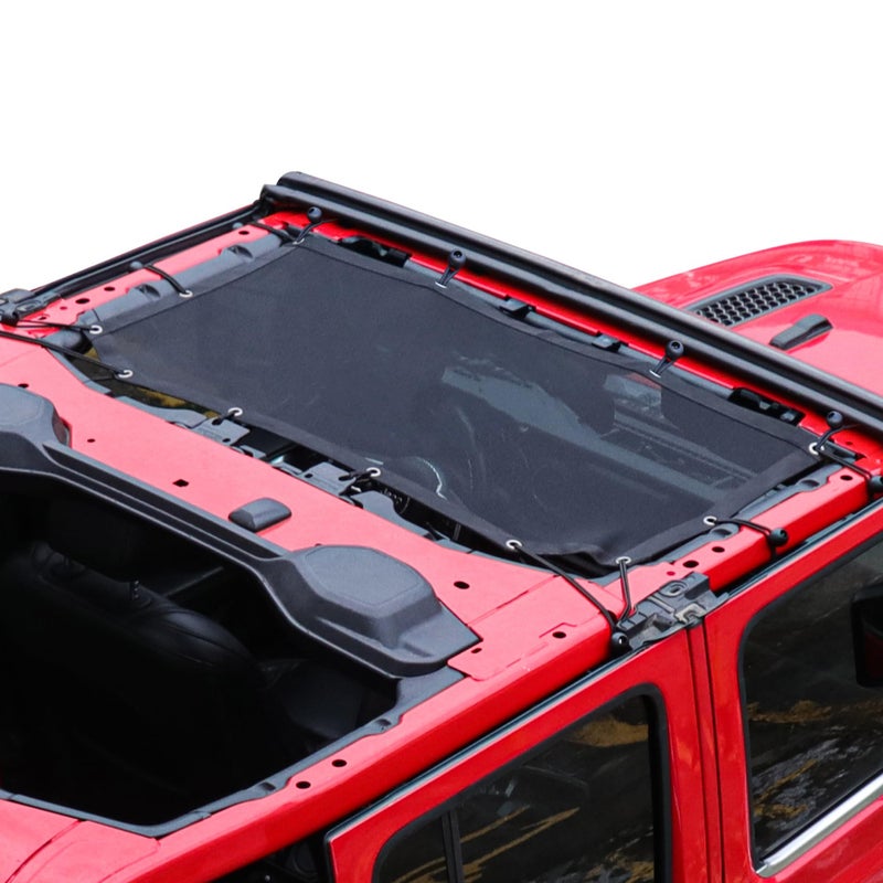 Sunshade for 20182023 Jeep Wrangler JL JLU 2 Door 4 Door Front Mesh Sun Shade JL Sunshade Bikini Soft Top Roof Cover Net Accessories Blocks UV Wind Noise Black